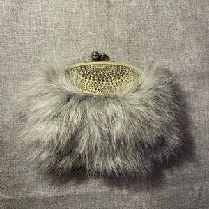 Coach Feathered Gray Clutch Evening Bag